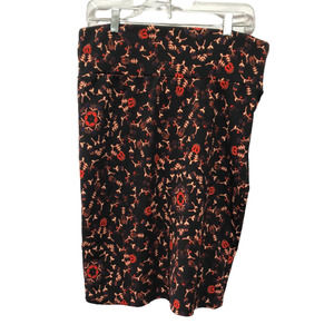 LulaRoe Cassie Skirt Black with Red and Blue Roses Large